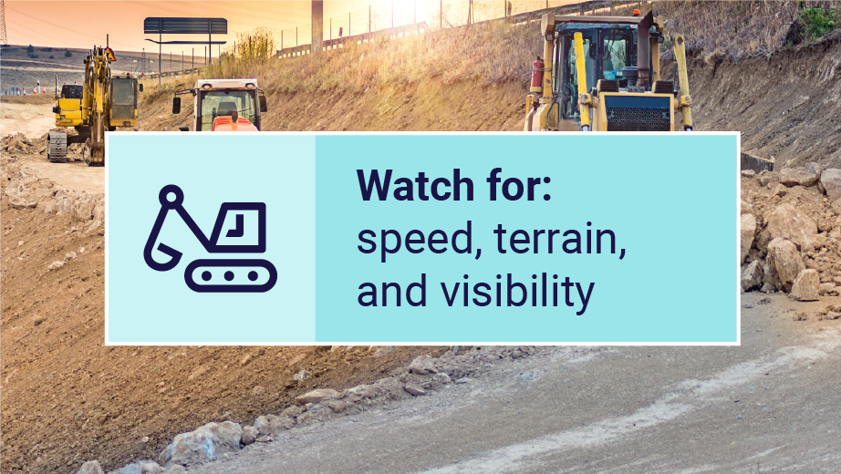 Watch for speed, terrain, and visibility